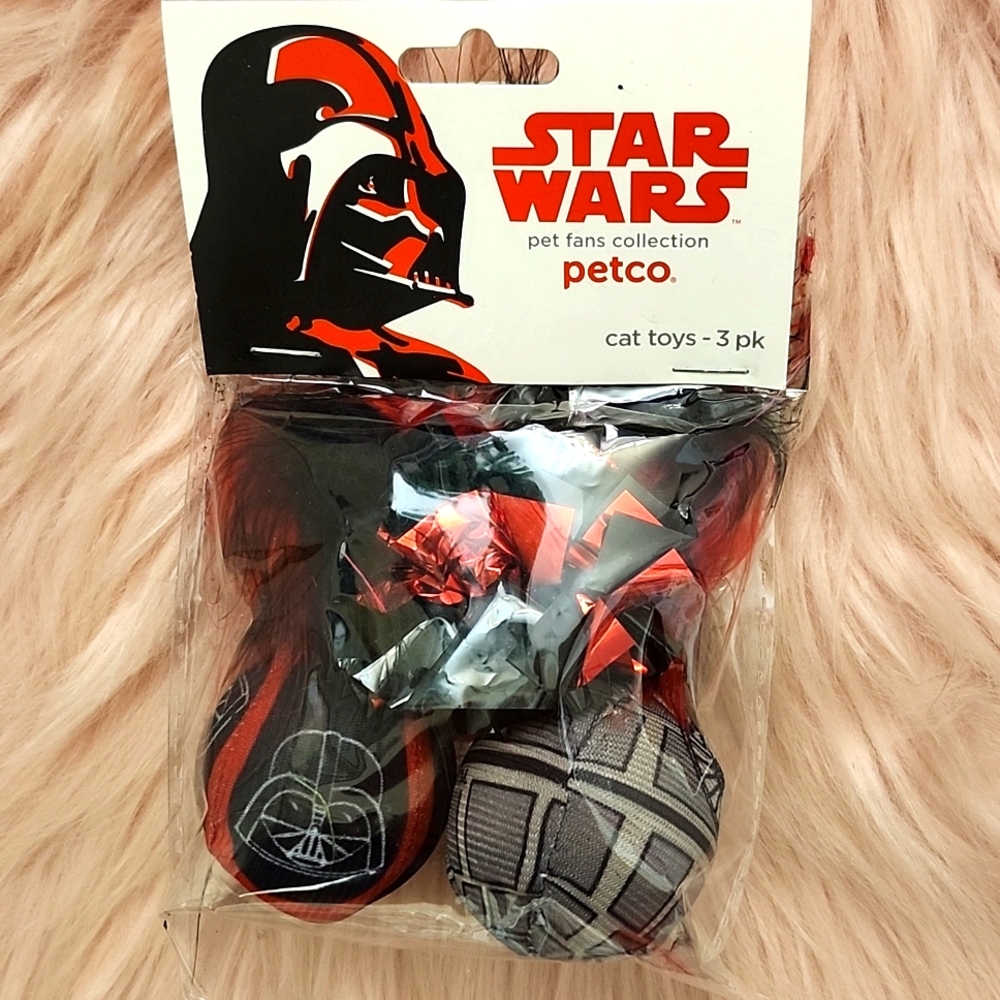 Y2K FIND!! Brand New STAR WARS BALLS & CRINKLE FOIL Cat Toy-3CT